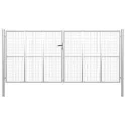 vidaXL Garden Gate Galvanised Steel 415x250cm Silver Fence Door Patio Gate