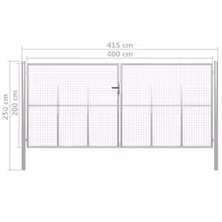 vidaXL Garden Gate Galvanised Steel 415x250cm Silver Fence Door Patio Gate - Additional view 4