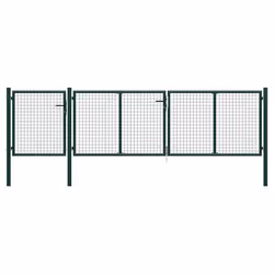 vidaXL Garden Gate Lawn Fence Door Mesh Patio Outdoor Gate Galvanised Steel - green, 400 x 75 cm