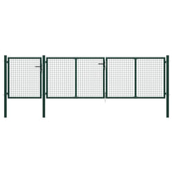 vidaXL Garden Gate Lawn Fence Door Mesh Patio Outdoor Gate Galvanised Steel - green, 400 x 75 cm