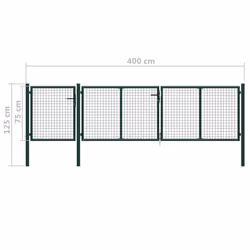 vidaXL Garden Gate Lawn Fence Door Mesh Patio Outdoor Gate Galvanised Steel - green, 400 x 75 cm