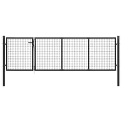 vidaXL Garden Gate Steel 350x100cm Anthracite Fencing Doors Garden Entrance