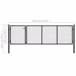 vidaXL Garden Gate Steel 350x100cm Anthracite Fencing Doors Garden Entrance - Additional view 4