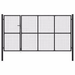 vidaXL Garden Gate Lawn Fence Door Mesh Patio Outdoor Gate Galvanised Steel - anthracite, 350 x 150 cm