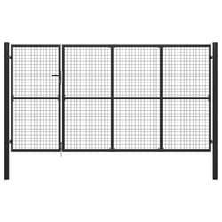 vidaXL Garden Gate Lawn Fence Door Mesh Patio Outdoor Gate Galvanised Steel - anthracite, 350 x 150 cm