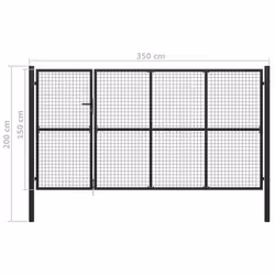 vidaXL Garden Gate Lawn Fence Door Mesh Patio Outdoor Gate Galvanised Steel - anthracite, 350 x 150 cm - Additional view 4