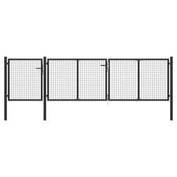 vidaXL Garden Gate Lawn Fence Door Mesh Patio Outdoor Gate Galvanised Steel - anthracite, 400 x 75 cm