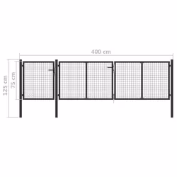 vidaXL Garden Gate Lawn Fence Door Mesh Patio Outdoor Gate Galvanised Steel - anthracite, 400 x 75 cm