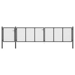 vidaXL Garden Gate Lawn Fence Door Mesh Patio Outdoor Gate Galvanised Steel - anthracite, 500 x 75 cm