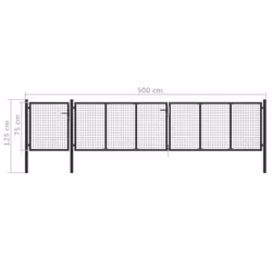 vidaXL Garden Gate Lawn Fence Door Mesh Patio Outdoor Gate Galvanised Steel - anthracite, 500 x 75 cm - Additional view 3