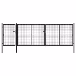 vidaXL Garden Gate Lawn Fence Door Mesh Patio Outdoor Gate Galvanised Steel - anthracite, 500 x 150 cm