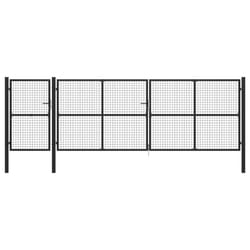 vidaXL Garden Gate Lawn Fence Door Mesh Patio Outdoor Gate Galvanised Steel - anthracite, 500 x 150 cm