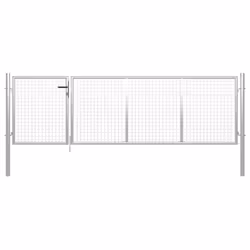 vidaXL Garden Gate Lawn Fence Door Mesh Patio Outdoor Gate Galvanised Steel - silver, 350 x 75 cm