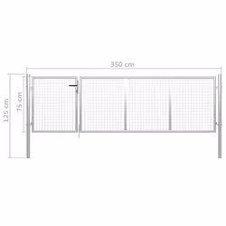vidaXL Garden Gate Lawn Fence Door Mesh Patio Outdoor Gate Galvanised Steel - silver, 350 x 75 cm