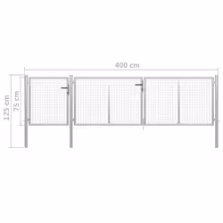 vidaXL Garden Gate Lawn Fence Door Mesh Patio Outdoor Gate Galvanised Steel - silver, 400 x 75 cm