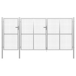 vidaXL Garden Gate Lawn Fence Door Mesh Patio Outdoor Gate Galvanised Steel - 400 x 150 cm