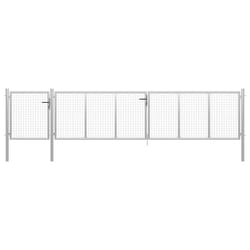 vidaXL Garden Gate Lawn Fence Door Mesh Patio Outdoor Gate Galvanised Steel - silver, 500 x 75 cm