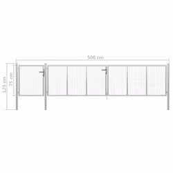 vidaXL Garden Gate Lawn Fence Door Mesh Patio Outdoor Gate Galvanised Steel - silver, 500 x 75 cm