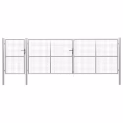 vidaXL Garden Gate Lawn Fence Door Mesh Patio Outdoor Gate Galvanised Steel - 500 x 150 cm
