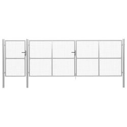 vidaXL Garden Gate Lawn Fence Door Mesh Patio Outdoor Gate Galvanised Steel - 500 x 150 cm