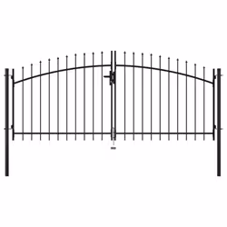 vidaXL Double Door Fence Gate with Spear Top 300x150cm Yard Walk-through Doors