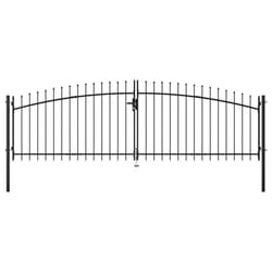 vidaXL  Double Door Fence Gate with Spear Top 400x150 cm