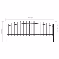 vidaXL  Double Door Fence Gate with Spear Top 400x150 cm - Additional view 5