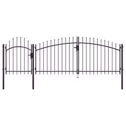 vidaXL Garden Gate Steel Black Yard Door Fence Barrier Drive Gates Multi Sizes - 1.5 x 4 m