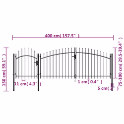 vidaXL Garden Gate Steel Black Yard Door Fence Barrier Drive Gates Multi Sizes - 1.5 x 4 m - Additional view 4