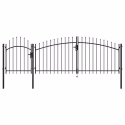vidaXL Garden Gate Steel Black Yard Door Fence Barrier Drive Gates Multi Sizes - 2 x 4 m