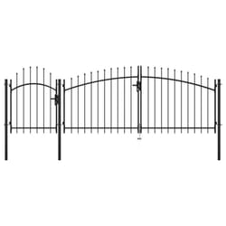 vidaXL Garden Gate Steel Black Yard Door Fence Barrier Drive Gates Multi Sizes - 2 x 4 m