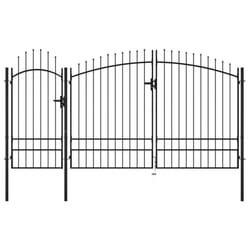 vidaXL Garden Gate Steel Black Yard Door Fence Barrier Drive Gates Multi Sizes - 2.45 x 4 m