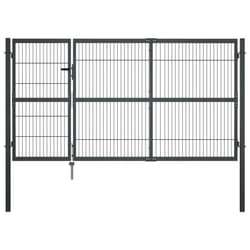 vidaXL Garden Gate with Posts 3 Keys Anthracite Driveway Gate 100/120/140cm - 140 cm