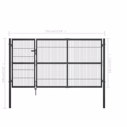 vidaXL Garden Gate with Posts 3 Keys Anthracite Driveway Gate 100/120/140cm - 140 cm