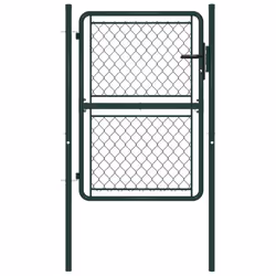 vidaXL Garden Gate Steel 125cm Green Outdoor Mesh Fence Entrance Door Barriers