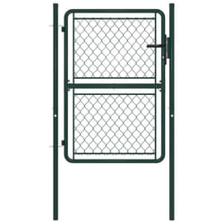 vidaXL Garden Gate Steel 125cm Green Outdoor Mesh Fence Entrance Door Barriers