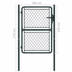 vidaXL Garden Gate Steel 125cm Green Outdoor Mesh Fence Entrance Door Barriers