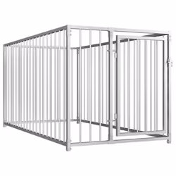 vidaXL Outdoor Dog Kennel 100x200x100cm Silver House Pet Cage Animal Shelter