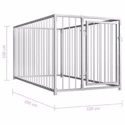 vidaXL Outdoor Dog Kennel 100x200x100cm Silver House Pet Cage Animal Shelter - Additional view 5