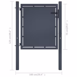 vidaXL Garden Gate Steel Anthracite Outdoor Fence Doors Patio Gate Multi Sizes - 100 x 75 cm