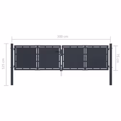 vidaXL Garden Gate Steel Anthracite Outdoor Fence Doors Patio Gate Multi Sizes - 300 x 75 cm - Additional view 4