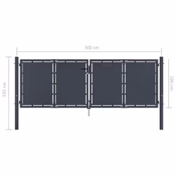 vidaXL Garden Gate Steel Anthracite Outdoor Fence Doors Patio Gate Multi Sizes - 300 x 100 cm - Additional view 4