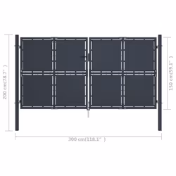 vidaXL Garden Gate Steel Anthracite Outdoor Fence Doors Patio Gate Multi Sizes - 300 x 150 cm