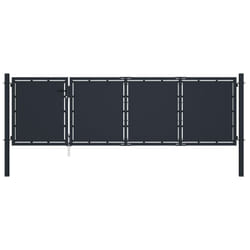 vidaXL Garden Gate Steel 350x75cm Anthracite Outdoor Fence Doors Patio Gate