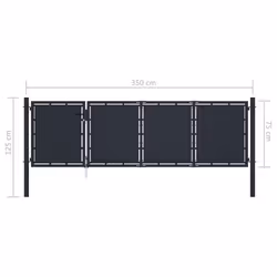 vidaXL Garden Gate Steel 350x75cm Anthracite Outdoor Fence Doors Patio Gate - Additional view 4