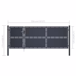 vidaXL Garden Gate Steel Anthracite Outdoor Fence Doors Patio Gate Multi Sizes - 350 x 125 cm - Additional view 4