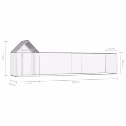 vidaXL Chicken Coop 5x1x1.5m Galvanised Steel Hen House Poultry Hutch Run Nest - Additional view 5