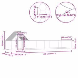 vidaXL Chicken Coop 8x2x2m Galvanised Steel Hen House Poultry Hutch Run Nest