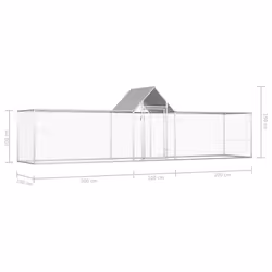 vidaXL Chicken Coop 5x1x1.5m Galvanised Steel Hen House Poultry Hutch Run Nest - Additional view 5