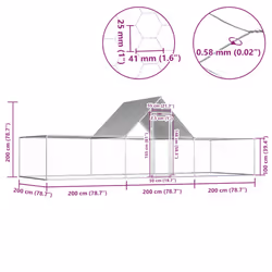 vidaXL Chicken Coop 6x2x2m Galvanised Steel Hen House Poultry Hutch Run Nest
